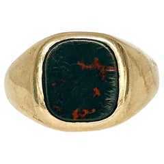 Vintage Bloodstone and 9 Carat Gold Signet Ring