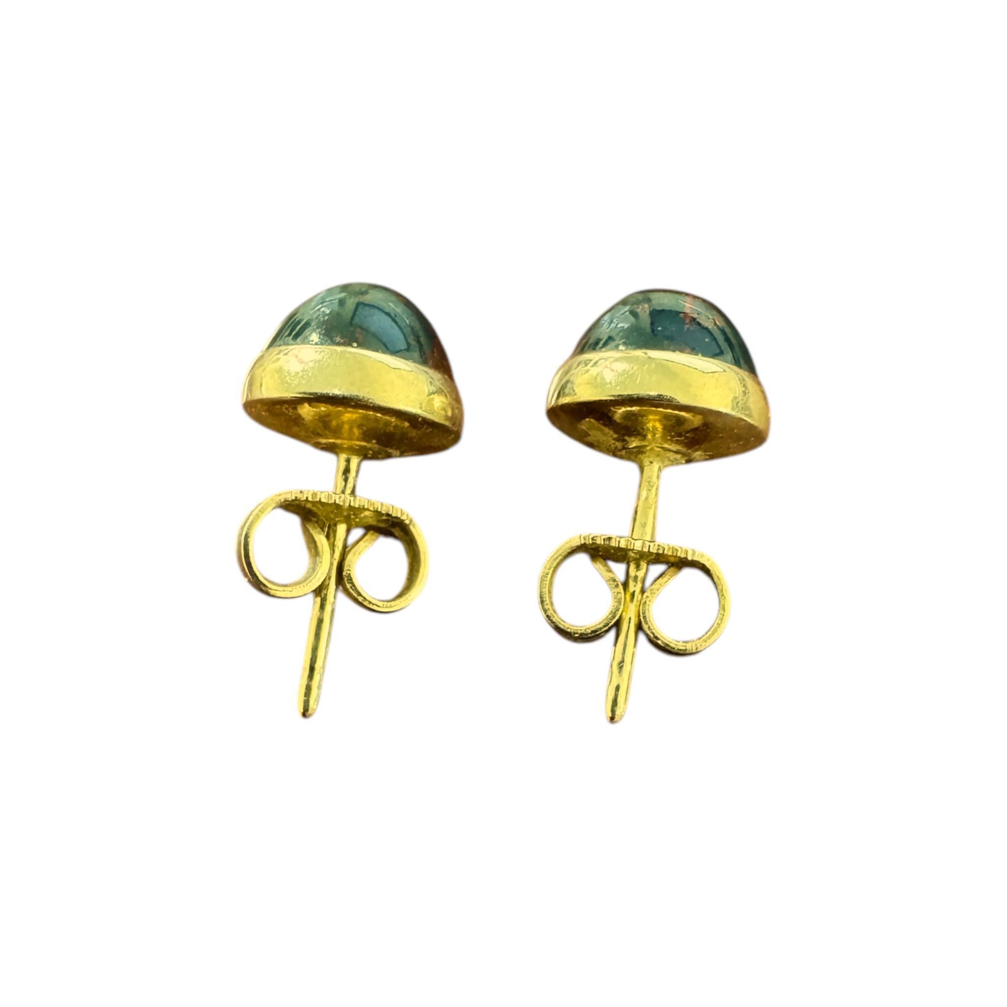 Vintage Bloodstone Bezel Set Stud Earrings For Sale 3