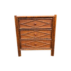 Vintage Bloomingdale’s Nightstand or End Side Table in Bamboo Rattan, Attributed