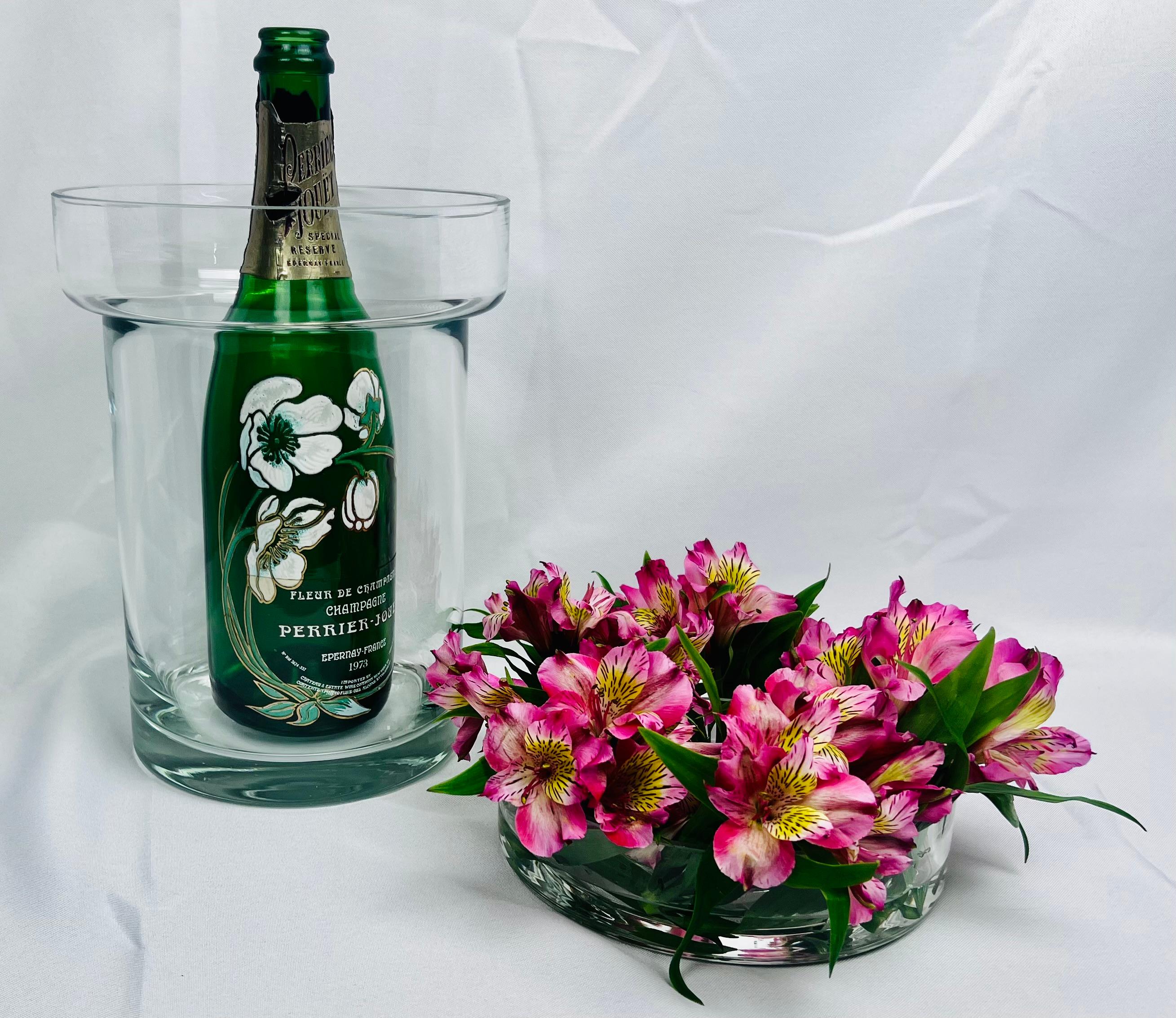Tchèque Verre soufflé vintage clair 2 pièces Refroidisseur à Champagne/Wine avec col amovible en vente