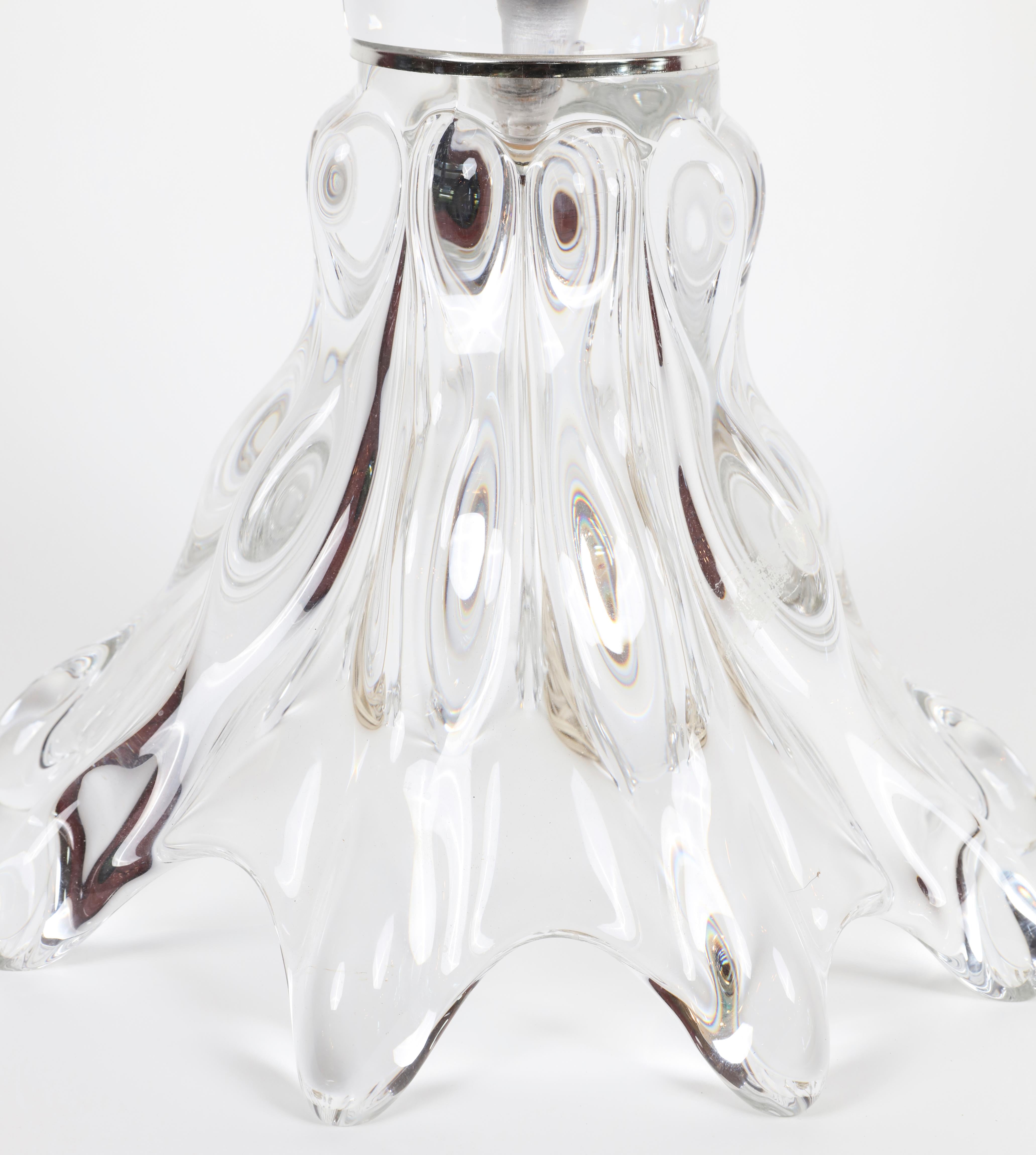 Unknown Vintage Blown-Crystal Table Lamp