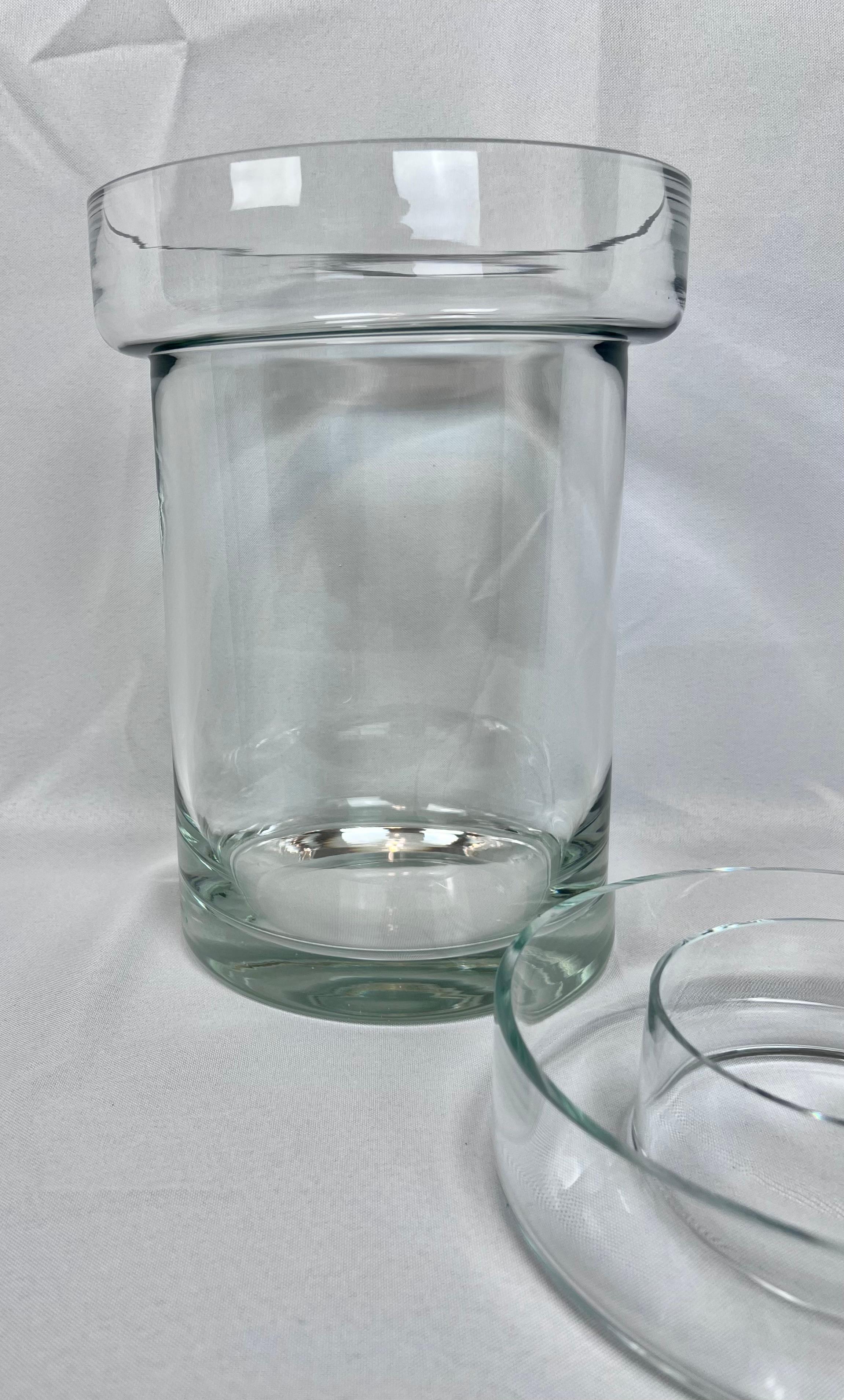 Vintage Blown Clear Glass 2 Pce. Champagne/Wine Cooler with Removable Collar For Sale 2