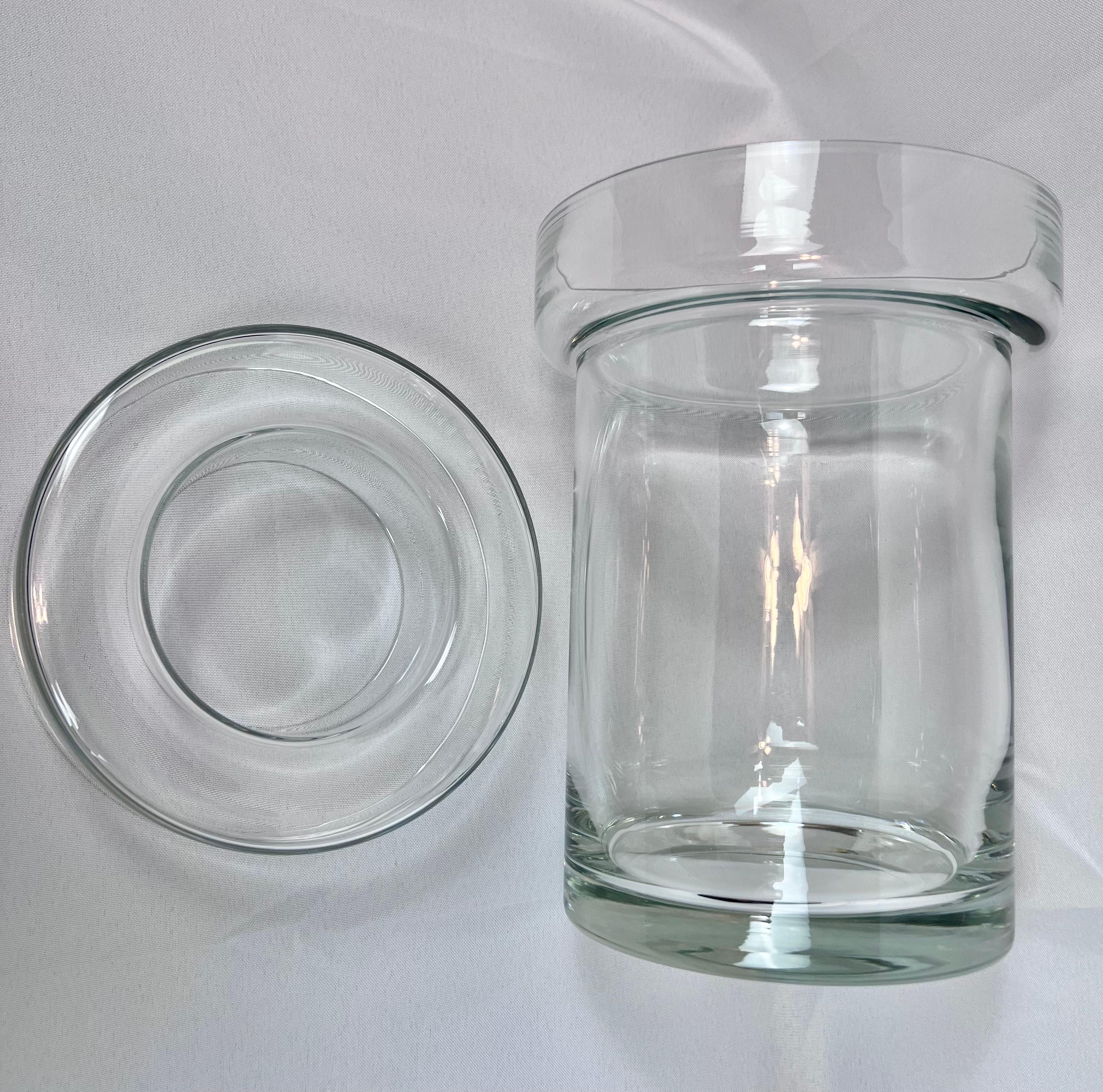 Polished Vintage Blown Clear Glass 2 Pce. Champagne/Wine Cooler with Removable Collar For Sale