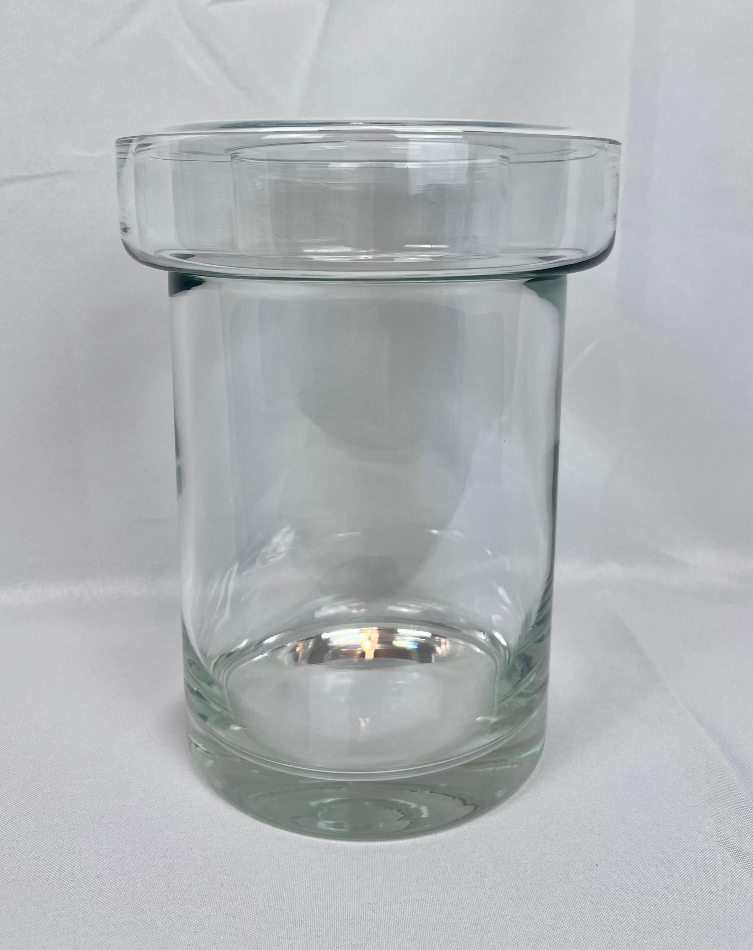 Vintage Blown Clear Glass 2 Pce. Champagne/Wine Cooler with Removable Collar In Good Condition For Sale In West Palm Beach, FL
