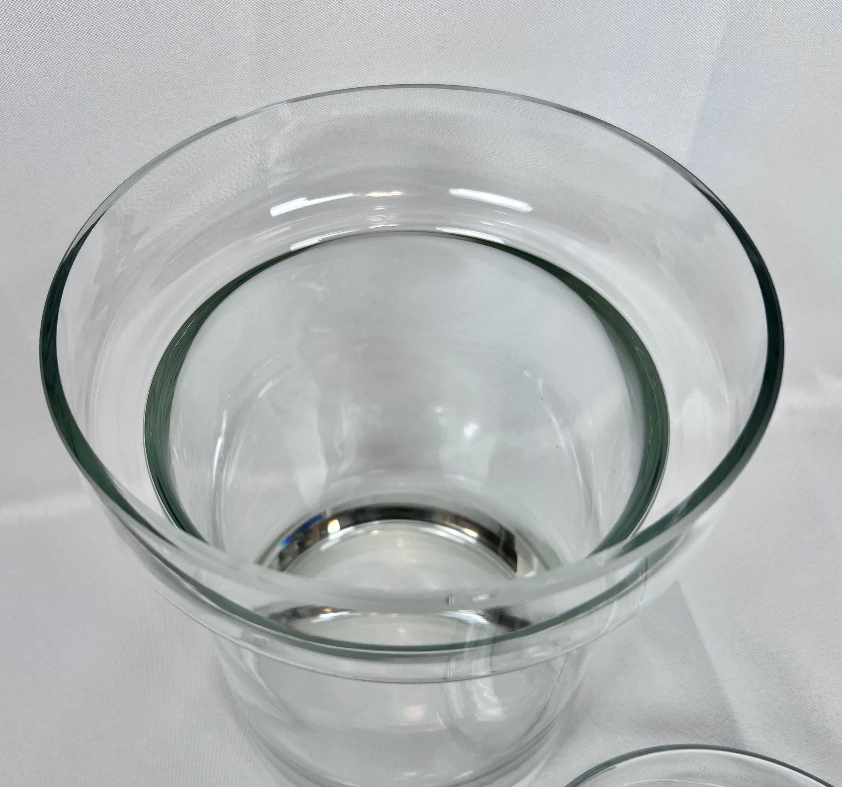 Blown Glass Vintage Blown Clear Glass 2 Pce. Champagne/Wine Cooler with Removable Collar For Sale