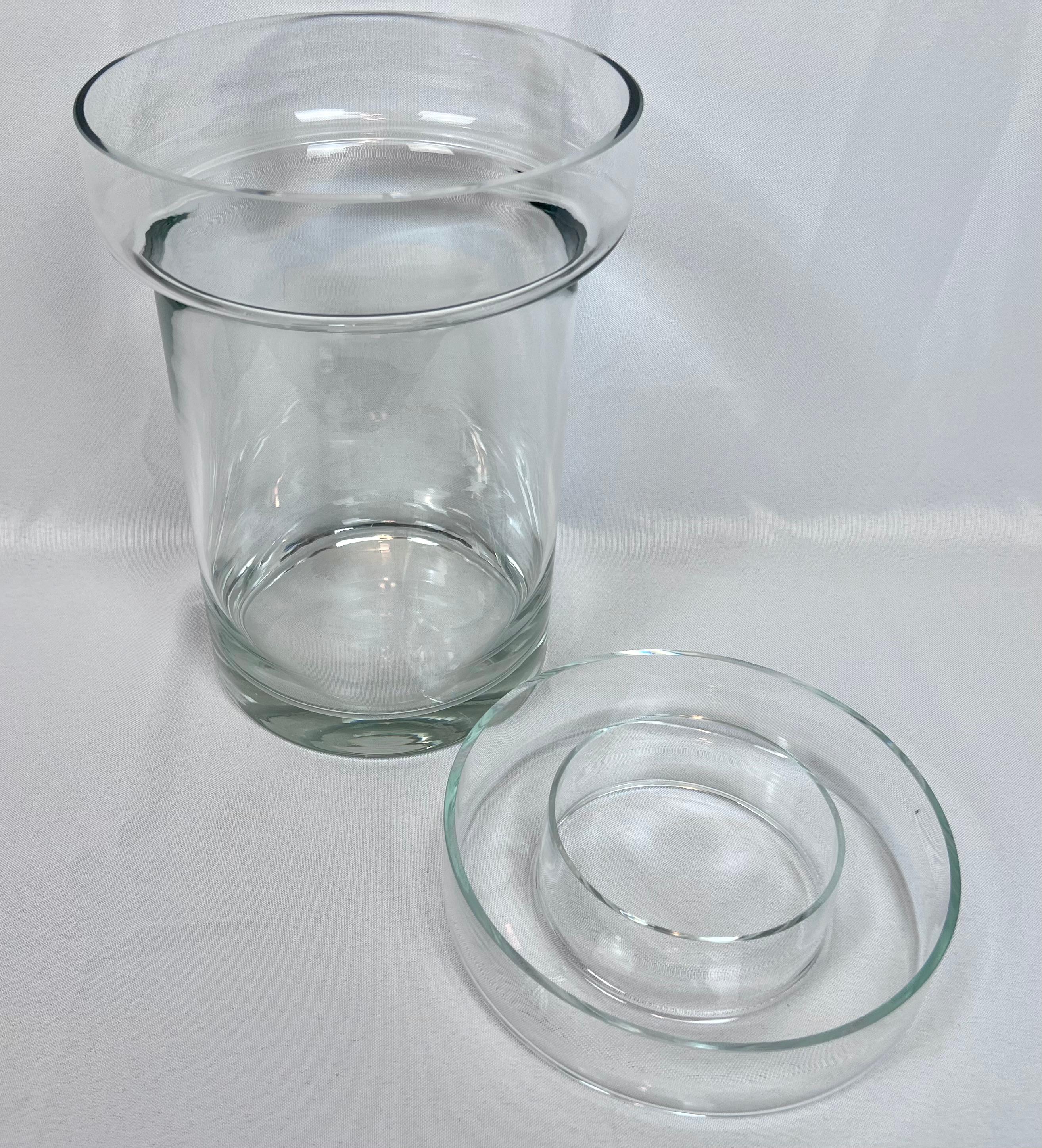Vintage Blown Clear Glass 2 Pce. Champagne/Wine Cooler with Removable Collar For Sale 1