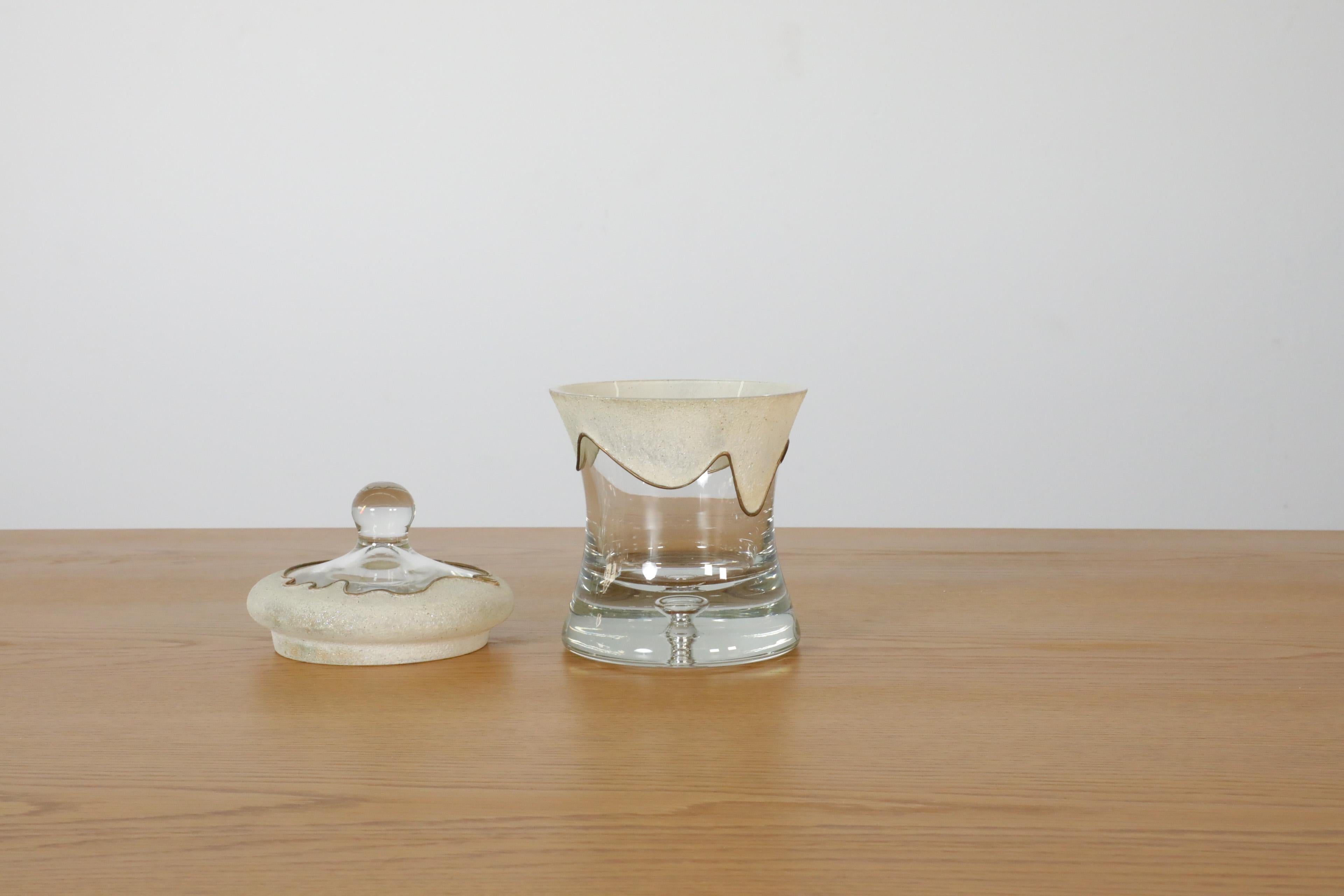 Tarro de Boticario Vintage de Vidrio Soplado con Esmalte Decorativo de Azúcar y Tapa a Juego Glaseado en venta