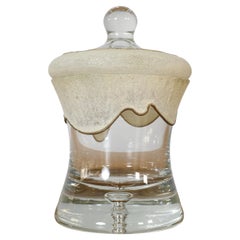 Vintage Blown Glass Apothecary Jar with Decorative Sugar Glaze and Matching Lid