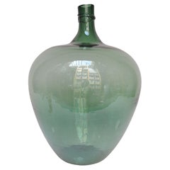 Antique Blown Glass Bulbous Demijohn Carboy in Emerald Green