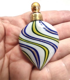 Vintage Blown Glass Canes and Brass Miniature Perfume Bottle