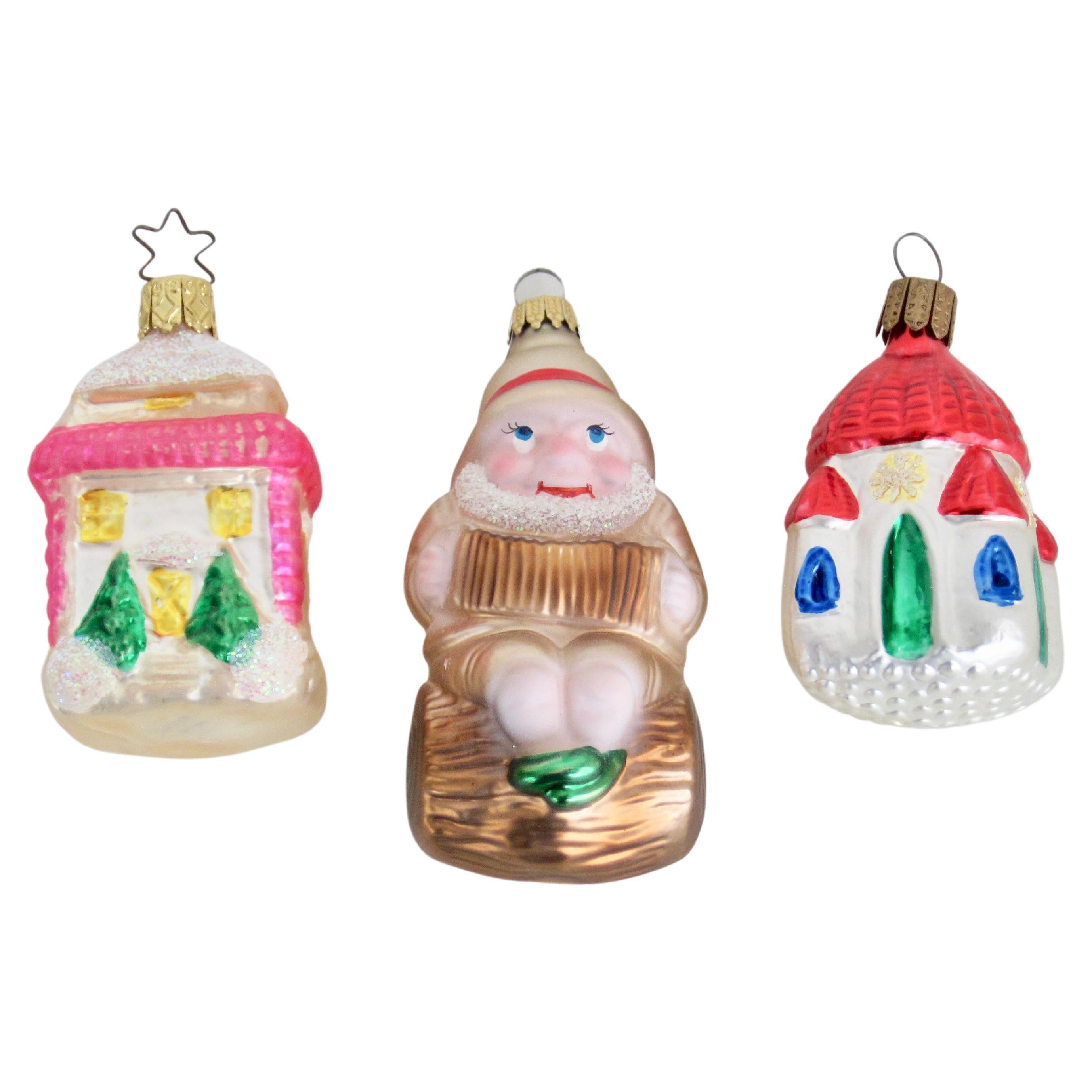 Vintage  Christmas Ornaments, German, Set of Three