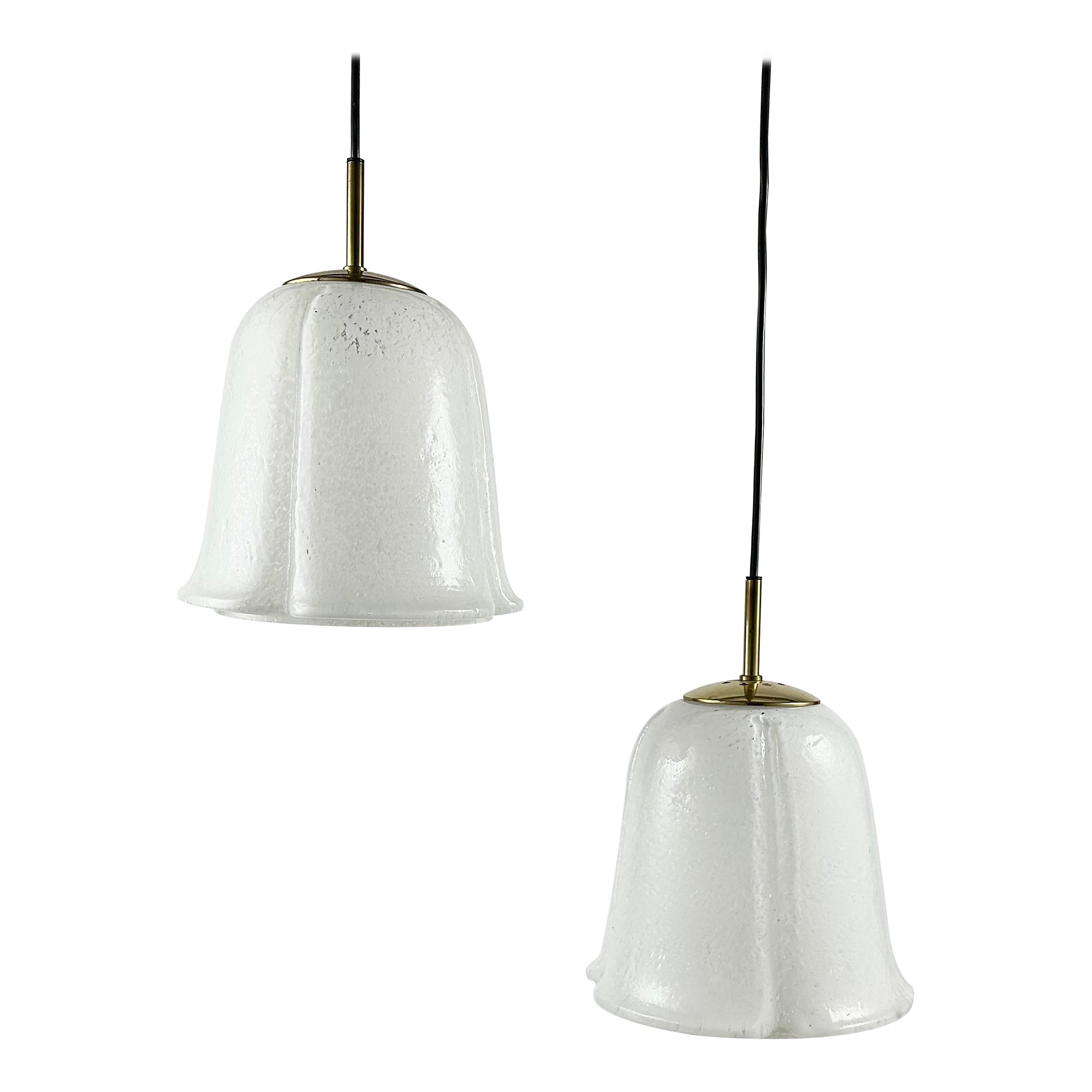 Lampada a sospensione in vetro soffiato vintage, Italia, 1970 in vendita