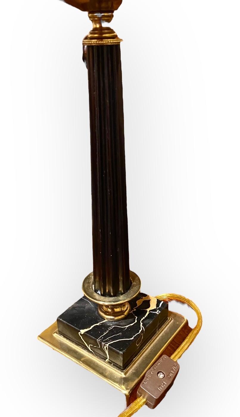 American Vintage Blown Glass Polished Brass Hurricane Lamp