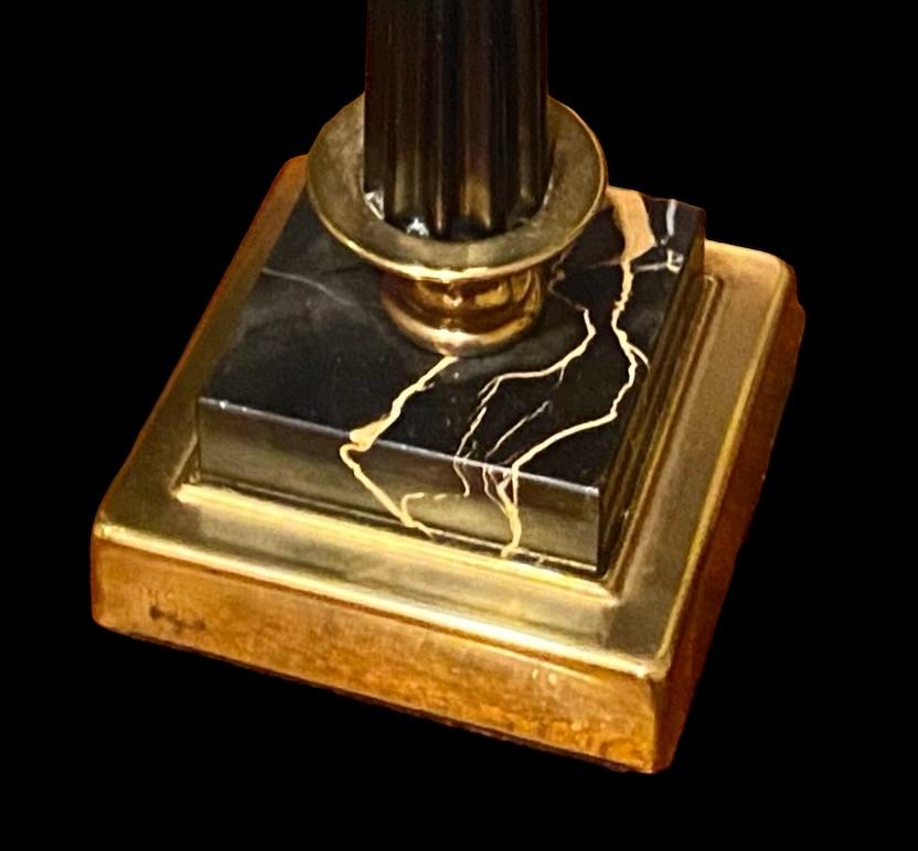 Late 20th Century Vintage Blown Glass Polished Brass Hurricane Lamp