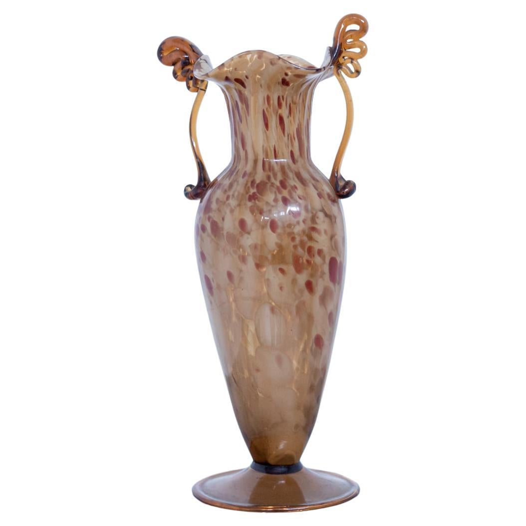 Vaso vintage in vetro di Murano marrone di Fratelli Toso, anni '20