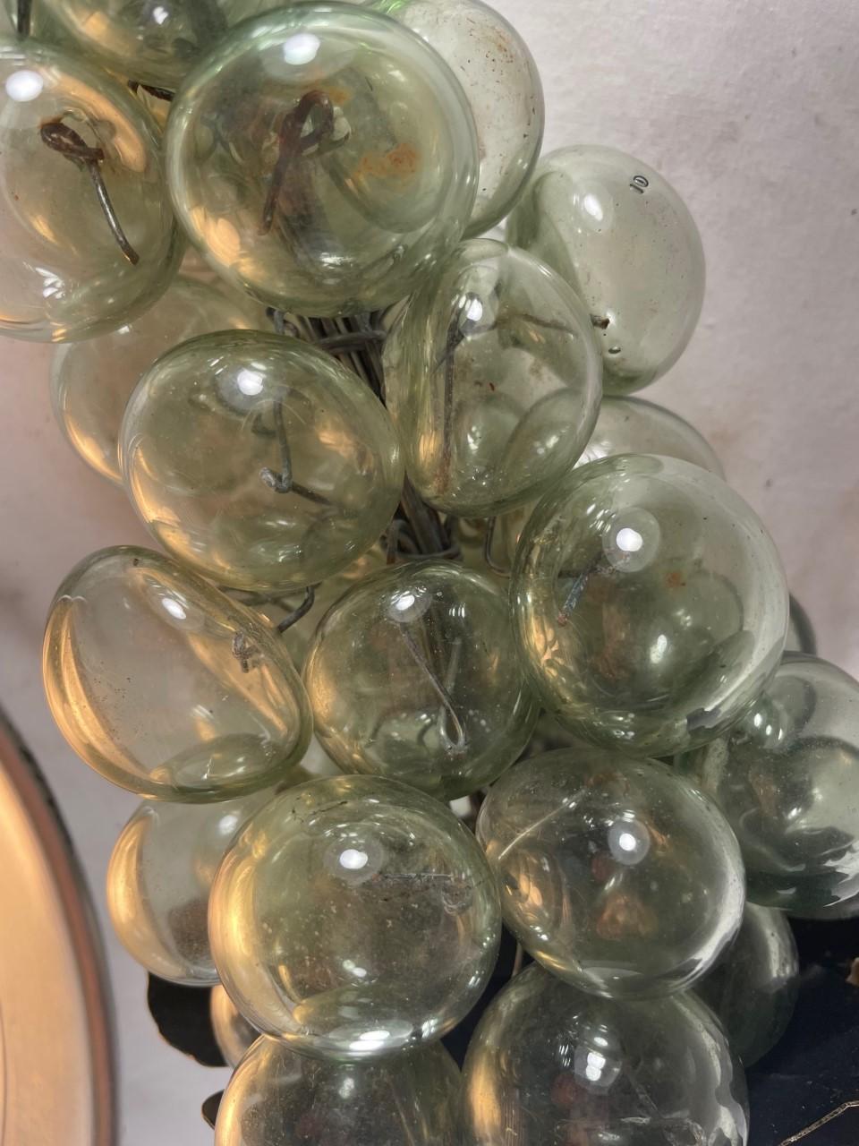 American Vintage Blown Smokey Glass Grapes Sculpture For Sale