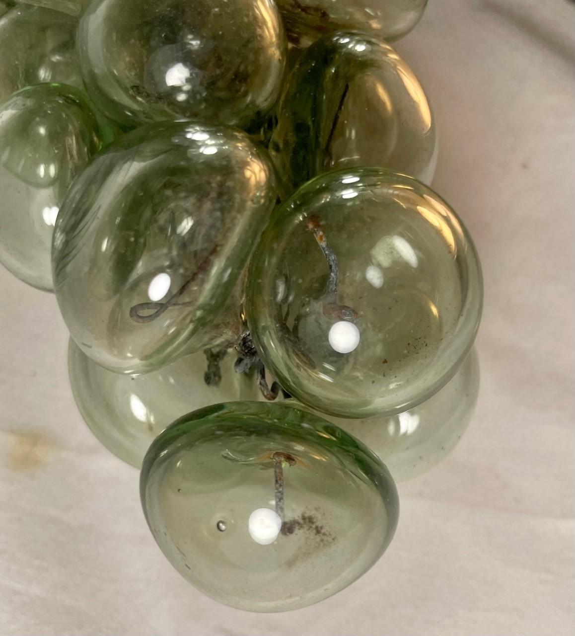 Hand-Crafted Vintage Blown Smokey Glass Grapes Sculpture