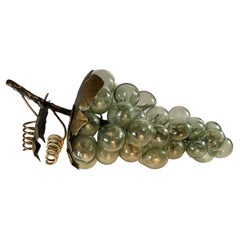 Used Blown Smokey Glass Grapes Sculpture