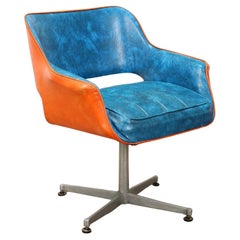 Fauteuil américain vintage bleu et orange des années 60 à 70