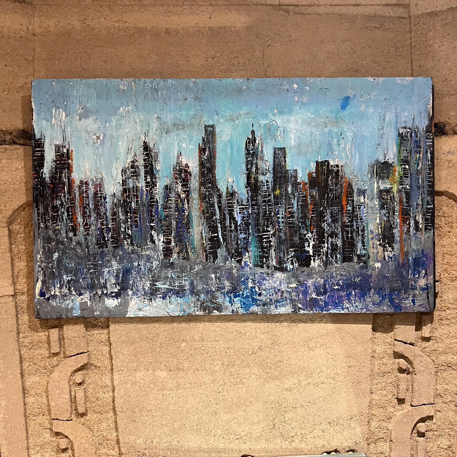 Abstract Blue City Landscape Modern Art Oil Painting on Wood
Signed unable to read
48.5 x 28.5 x .63 D
Preowned vintage unrestored condition.
Review images provided.