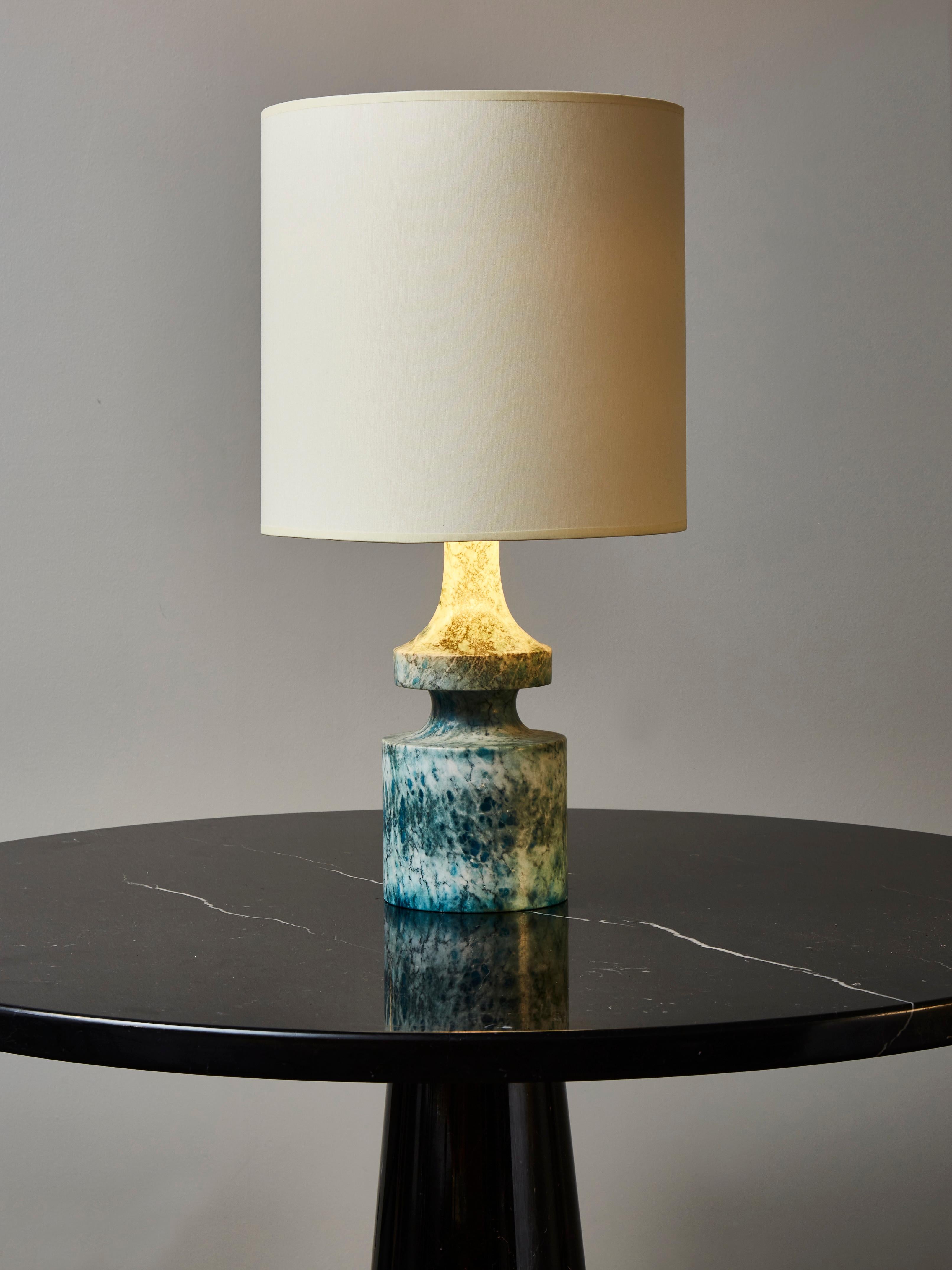 Mid-Century Modern Vintage Blue Alabaster Table Lamp