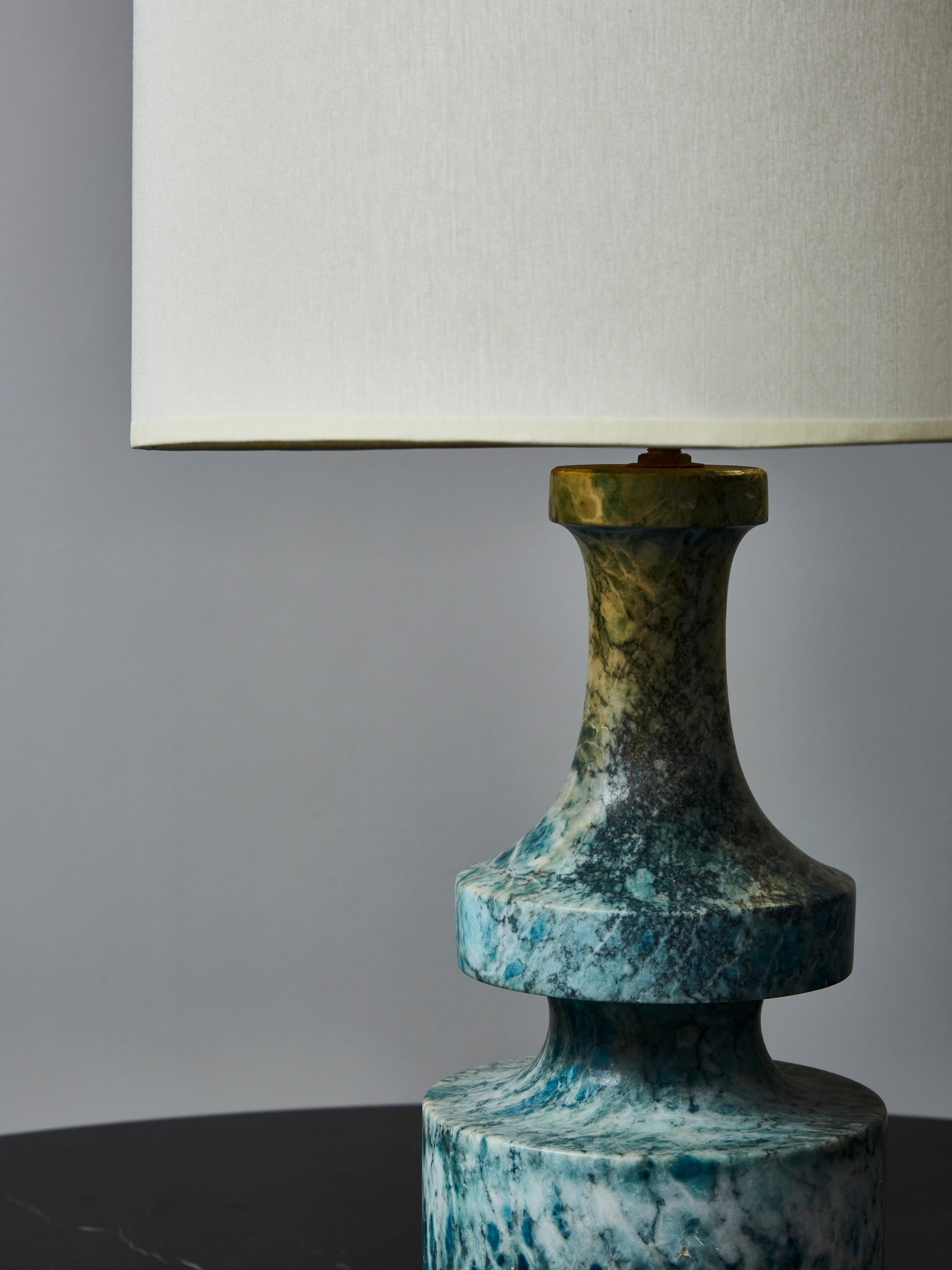 Italian Vintage Blue Alabaster Table Lamp