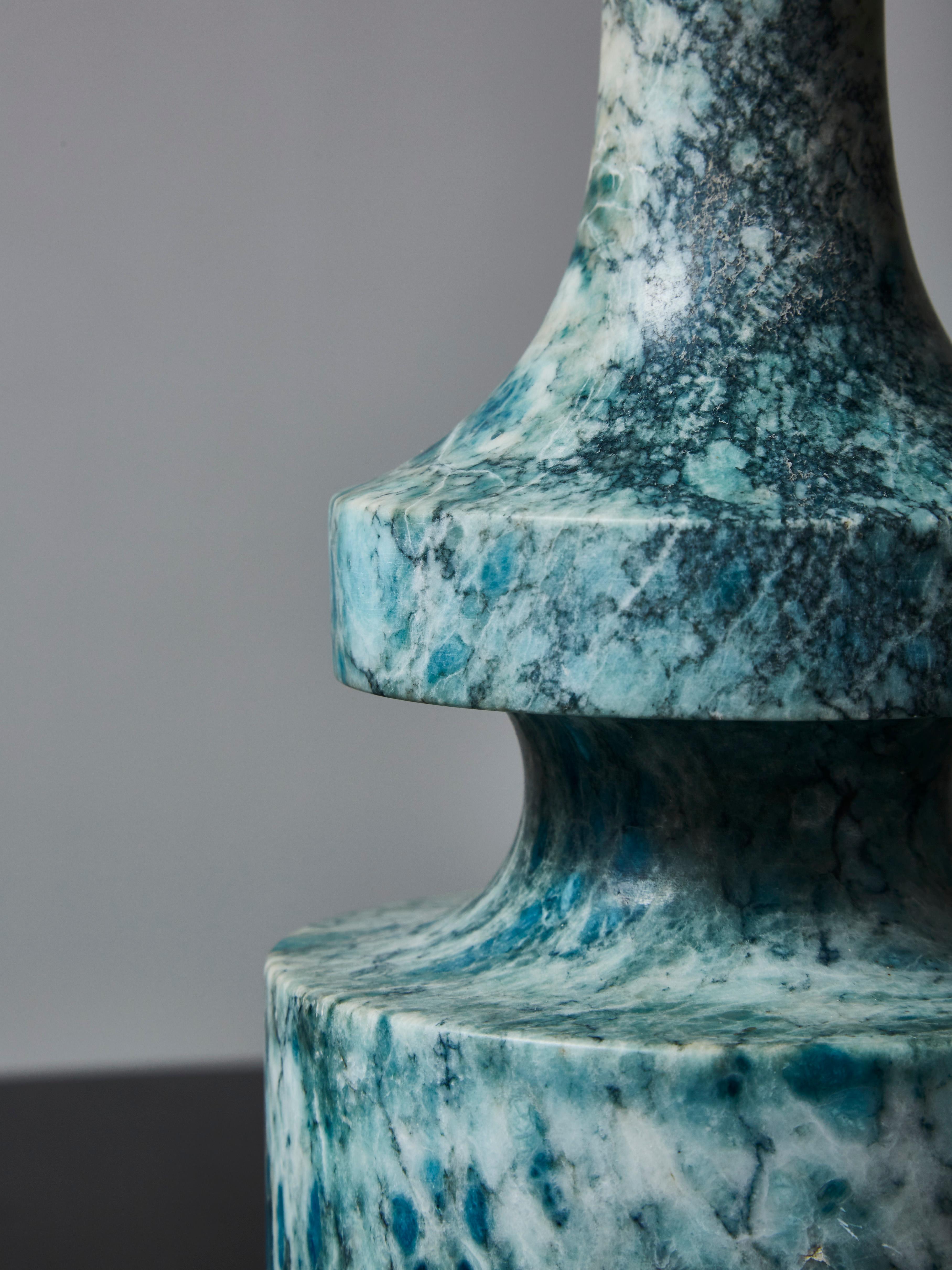 Vintage Blue Alabaster Table Lamp In Good Condition In Saint-Ouen, IDF