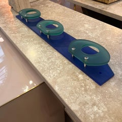 Vintage Blue and Aqua Green Frosted Murano Glass Coat Rack Italy 1980s