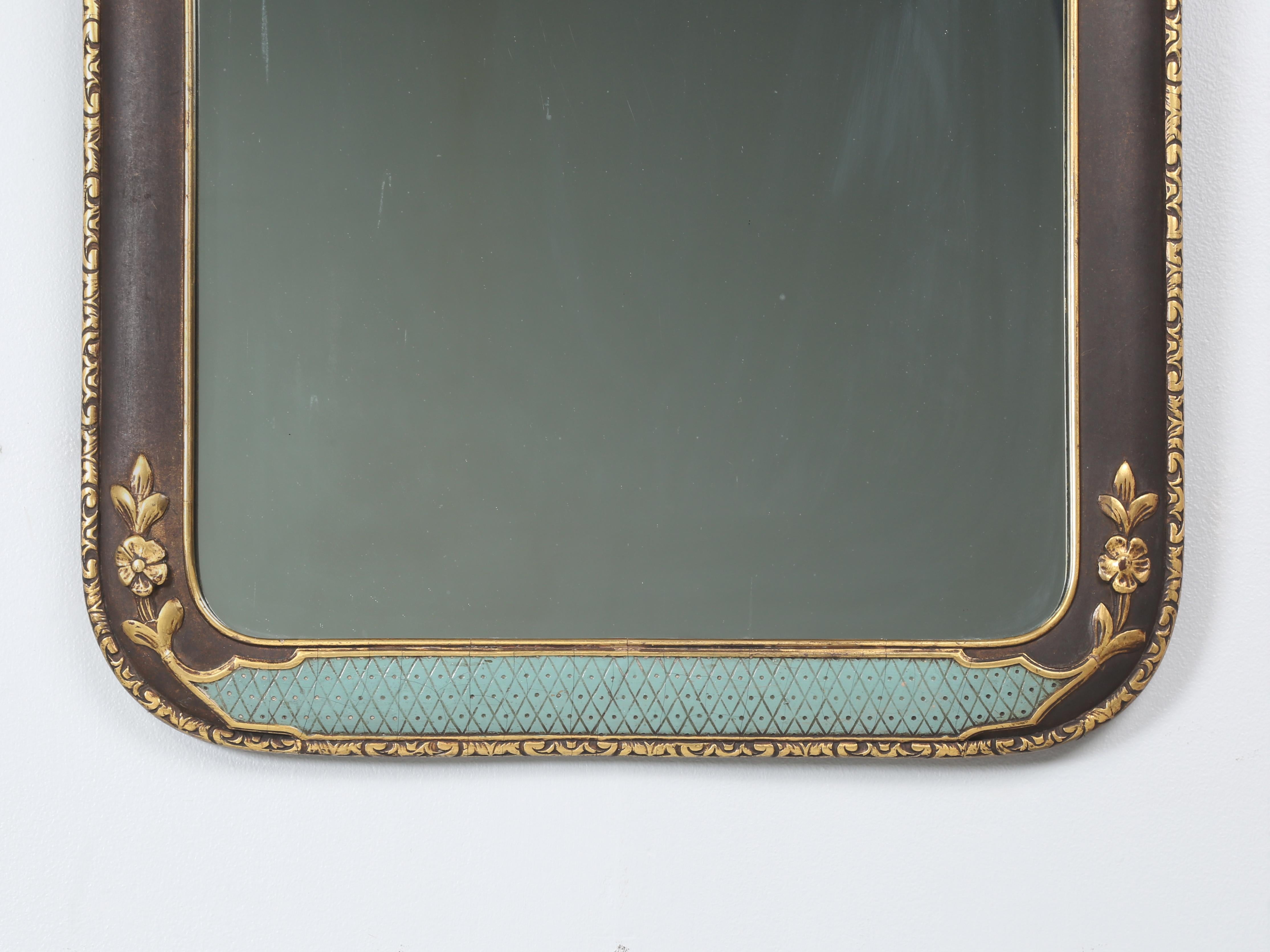 Vintage Blau und vergoldet Wandspiegel im Angebot 5
