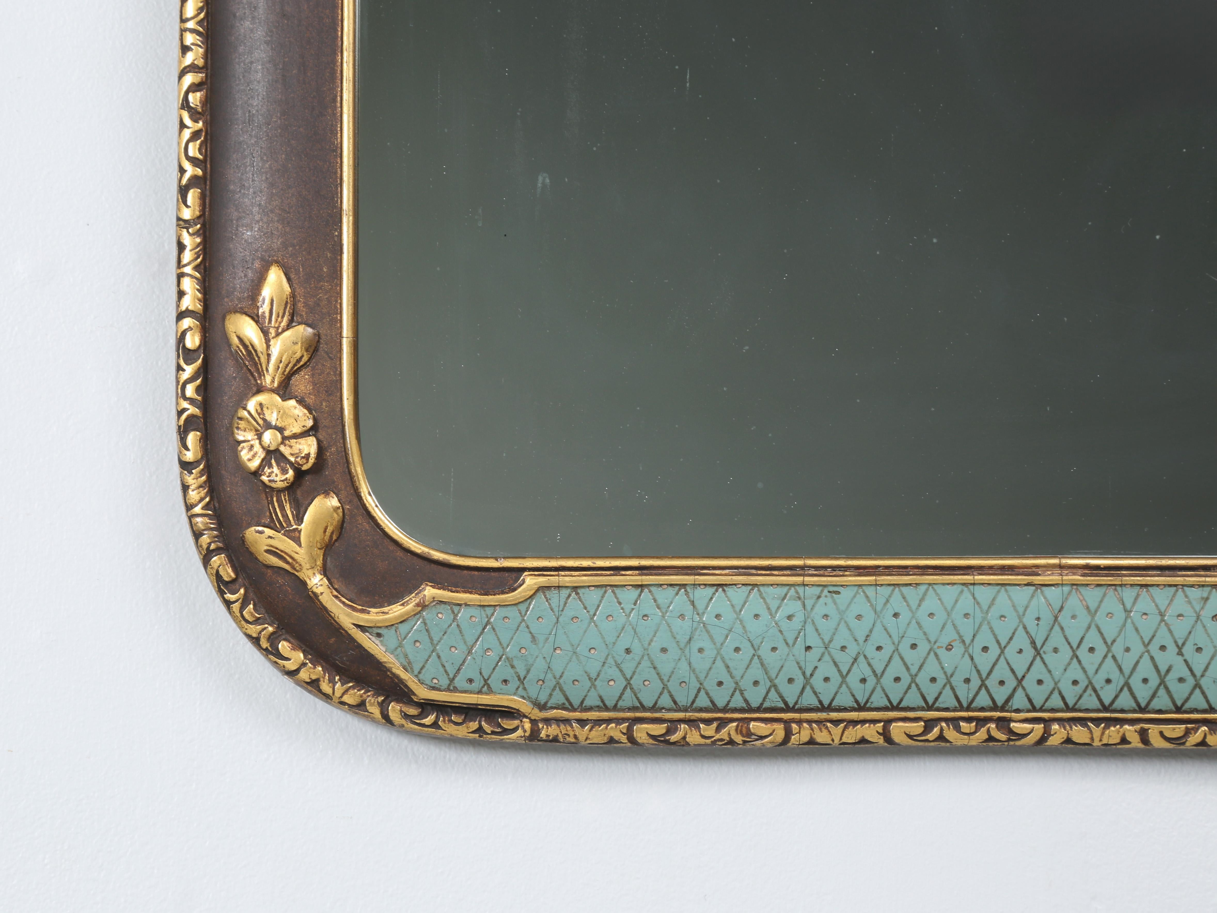 Vintage Blau und vergoldet Wandspiegel im Angebot 6