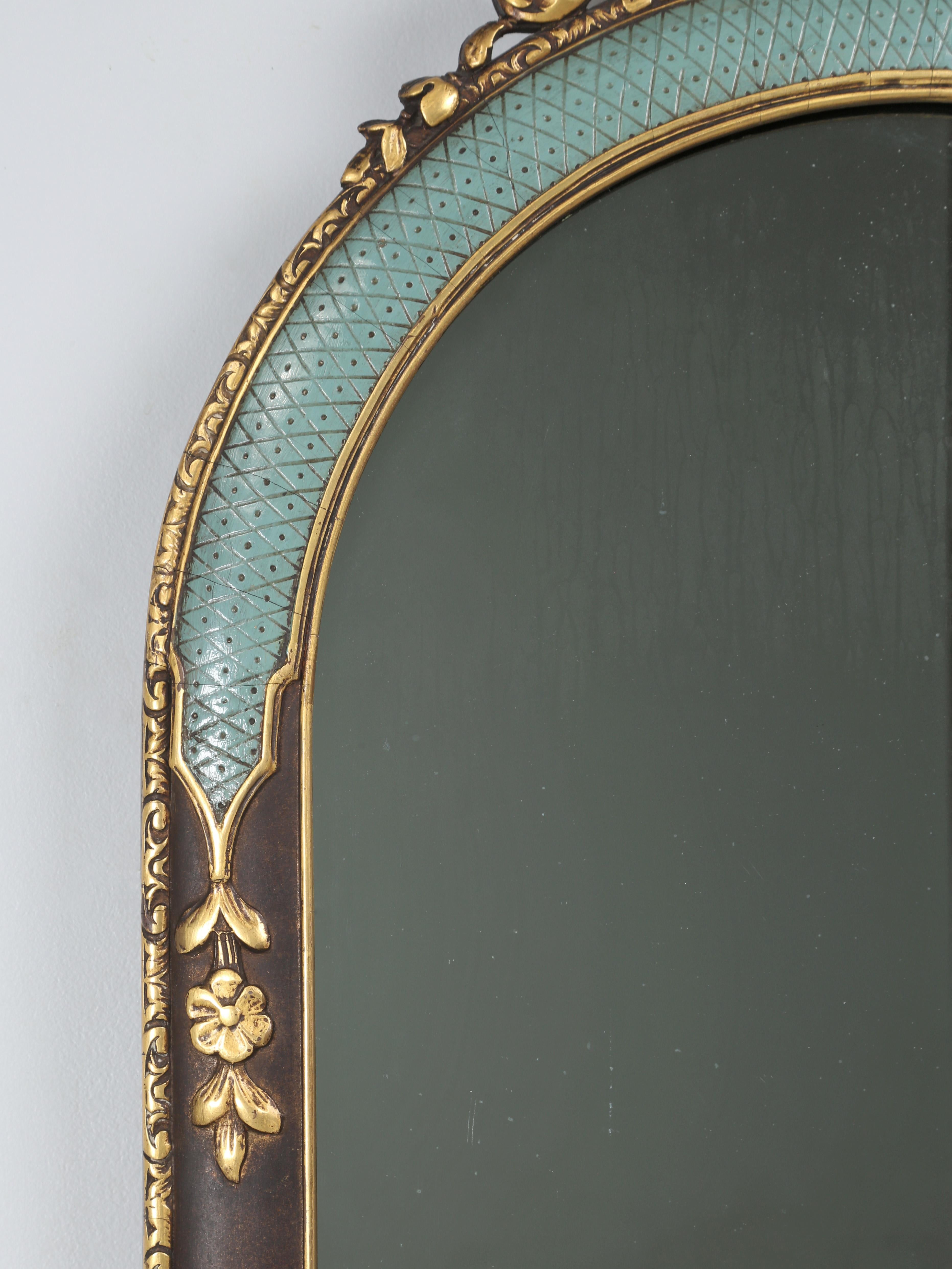 Vintage Blau und vergoldet Wandspiegel im Angebot 2