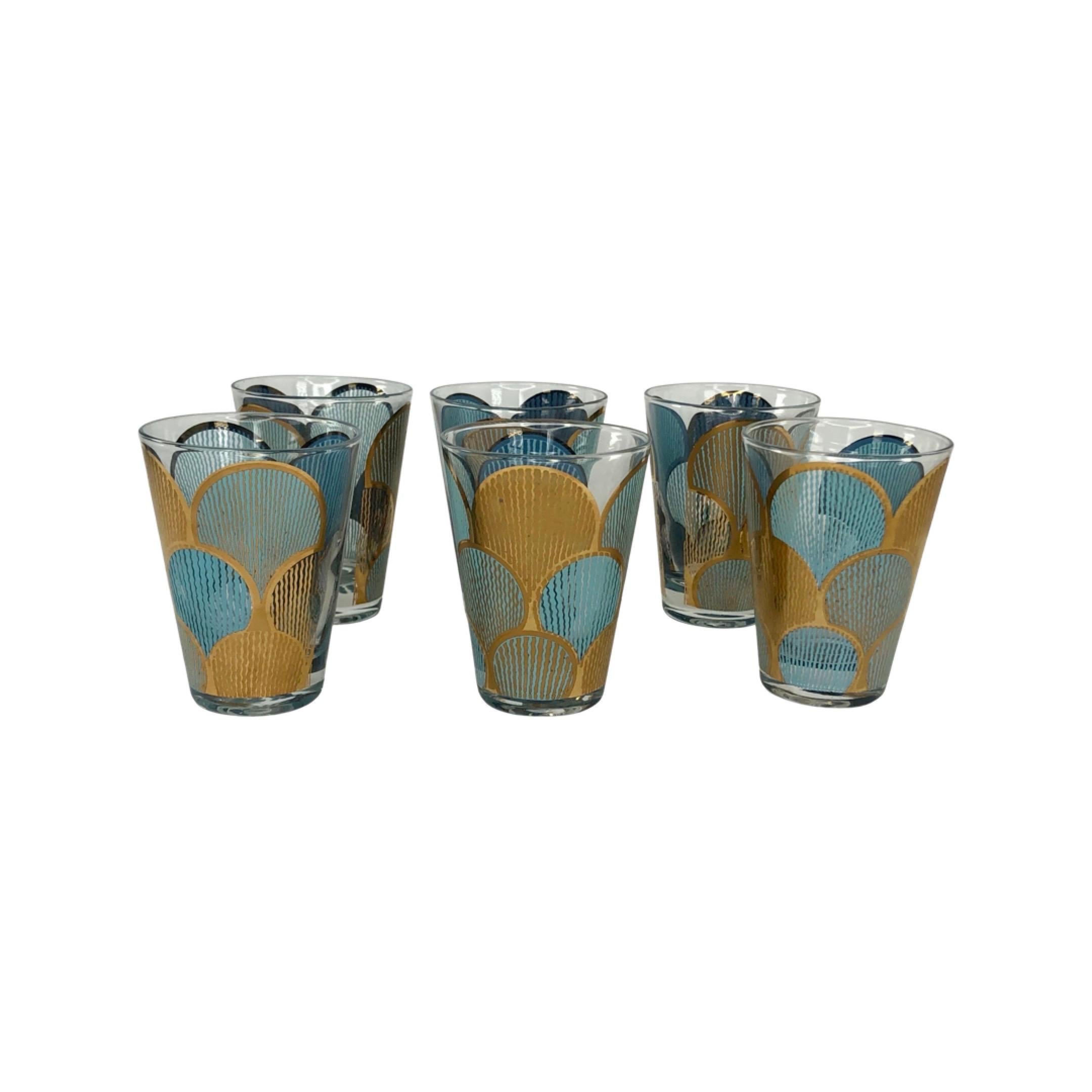 American Vintage Blue and Gold Cocktail Set