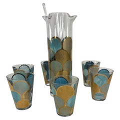 Retro Blue and Gold Cocktail Set