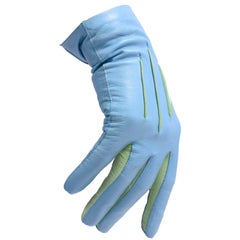 Vintage Blue and Green Margaretha Ley Escada Leather Gloves