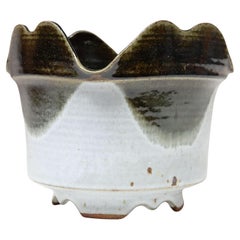 Vintage Blue and Green Studio Pottery Square Planter by Deanna Nichols