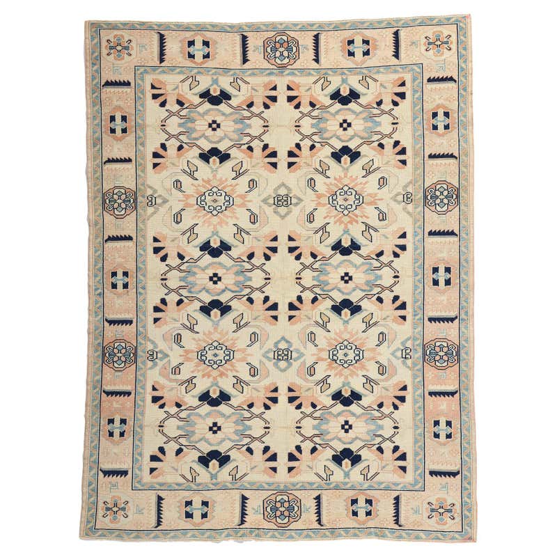 Vintage Pink Turkish Oushak Rug For Sale at 1stDibs