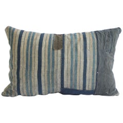 Vintage Blue and Tan Patchwork Style Pillow