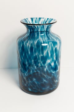 Grand vase bleu et transparent vintage, 20ème siècle, Europe, années 1960
