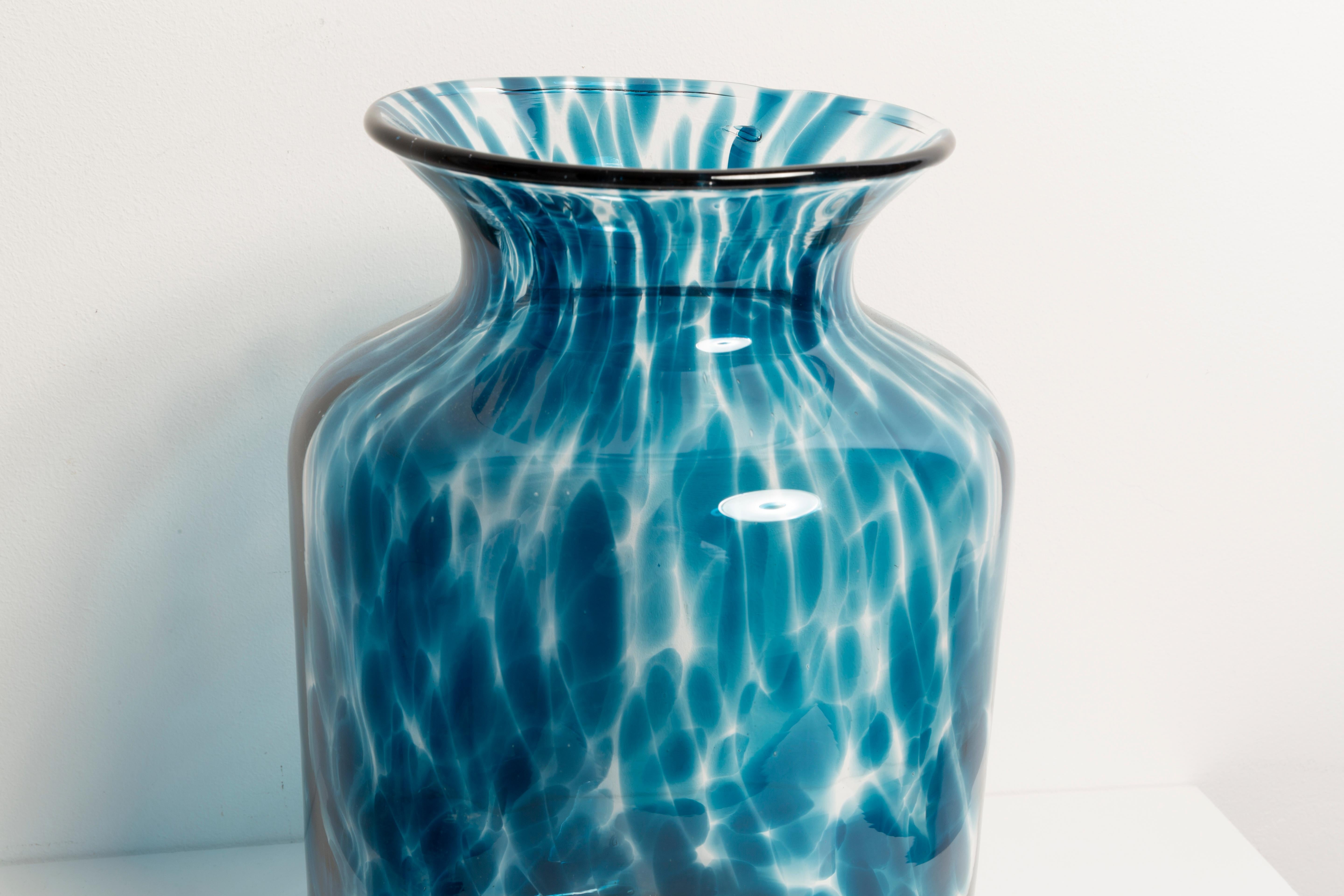 Mid-Century Modern Vintage Blue and Transparent Big Vase, 20th Century, Europe, 1960s