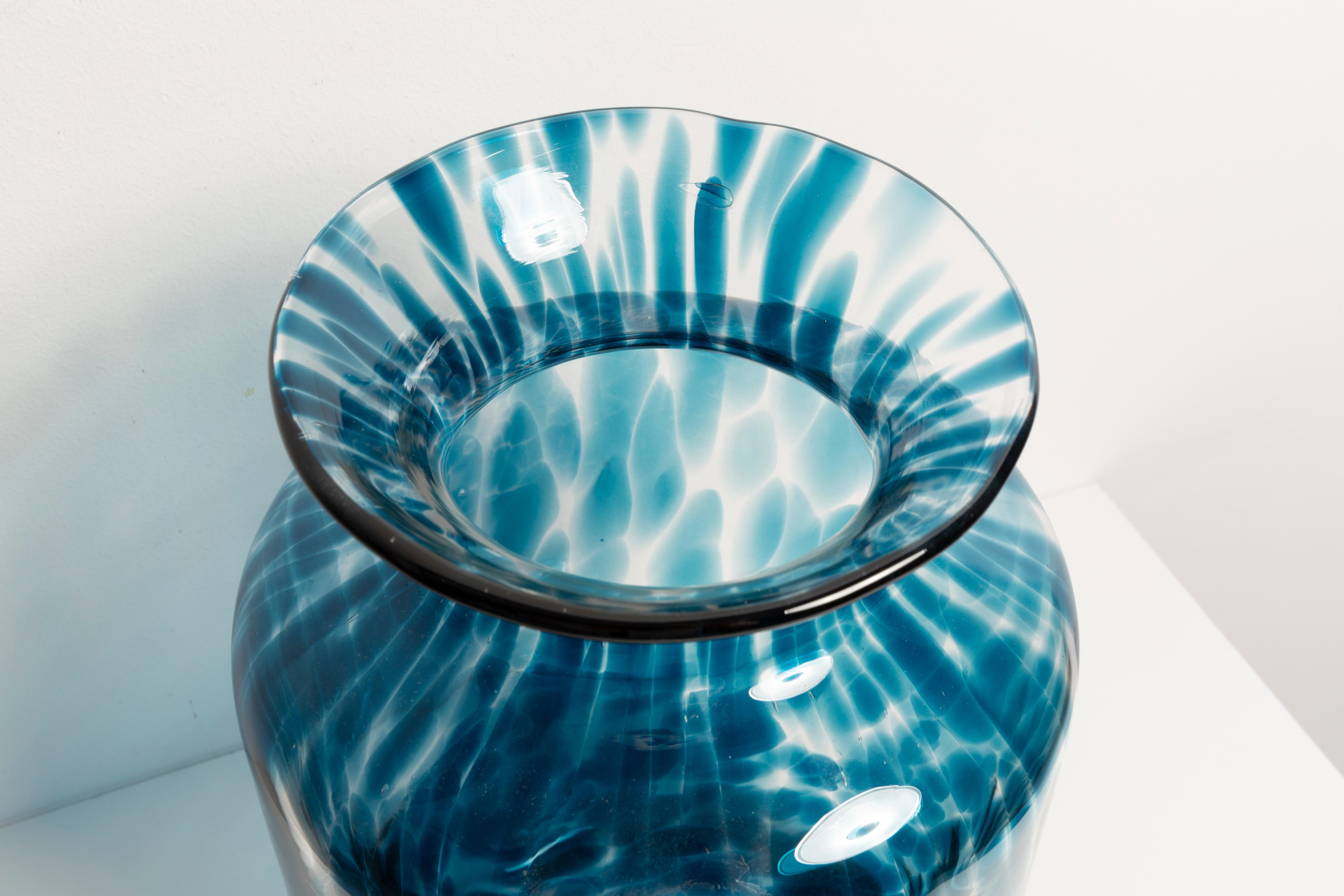 Vintage Blue and Transparent Big Vase, 20th Century, Europe, 1960s In Good Condition In 05-080 Hornowek, PL