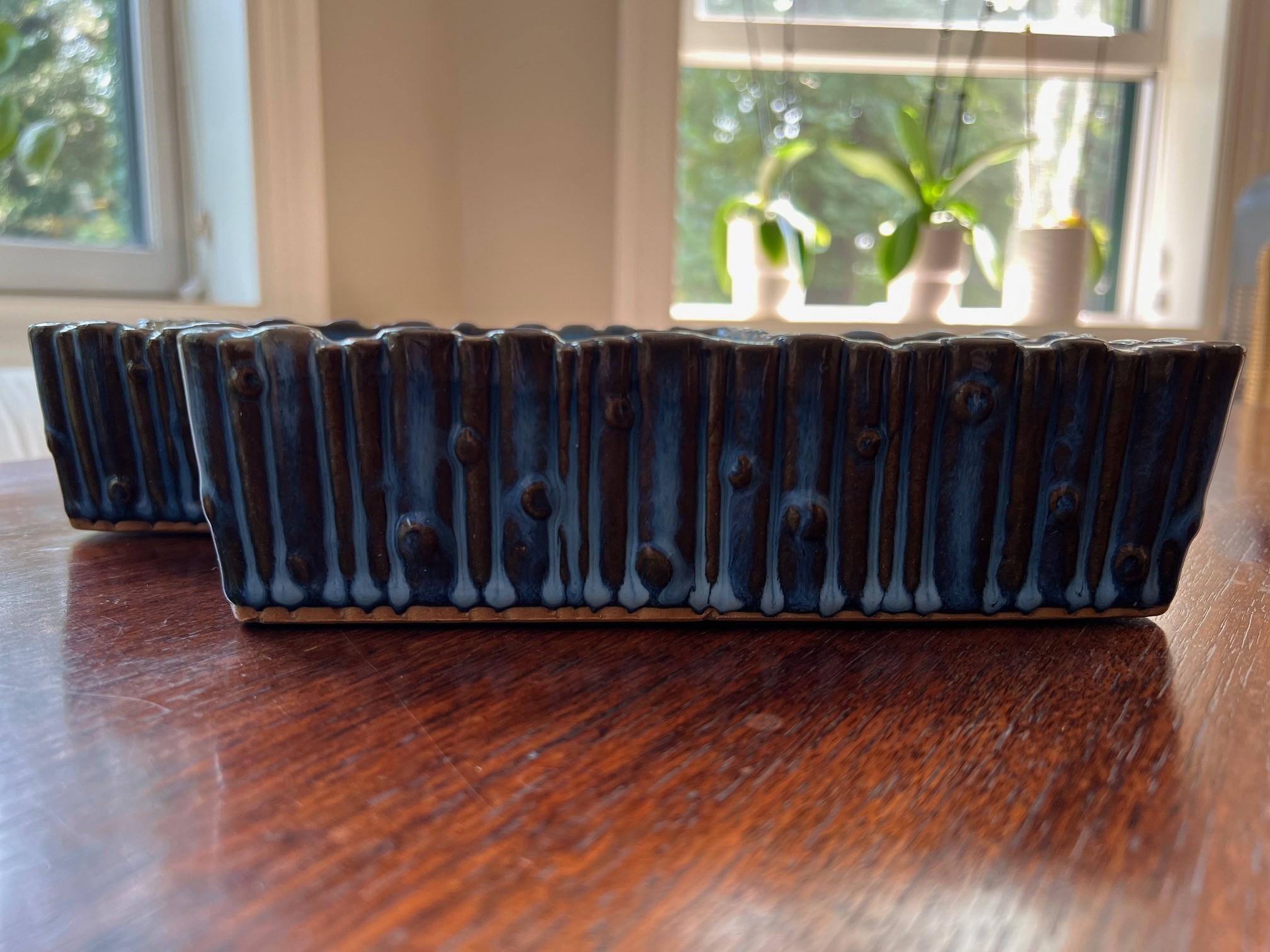Ceramic Vintage Blue and Turquoise Japanese Hishikigama Water Basin/Ikibana Vessel For Sale
