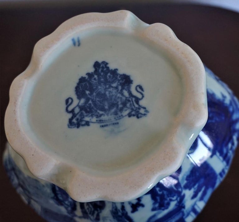 Vintage Blue and White Ceramic Wash Bowl and Water Pitcher in Victorian Style at 1stDibs