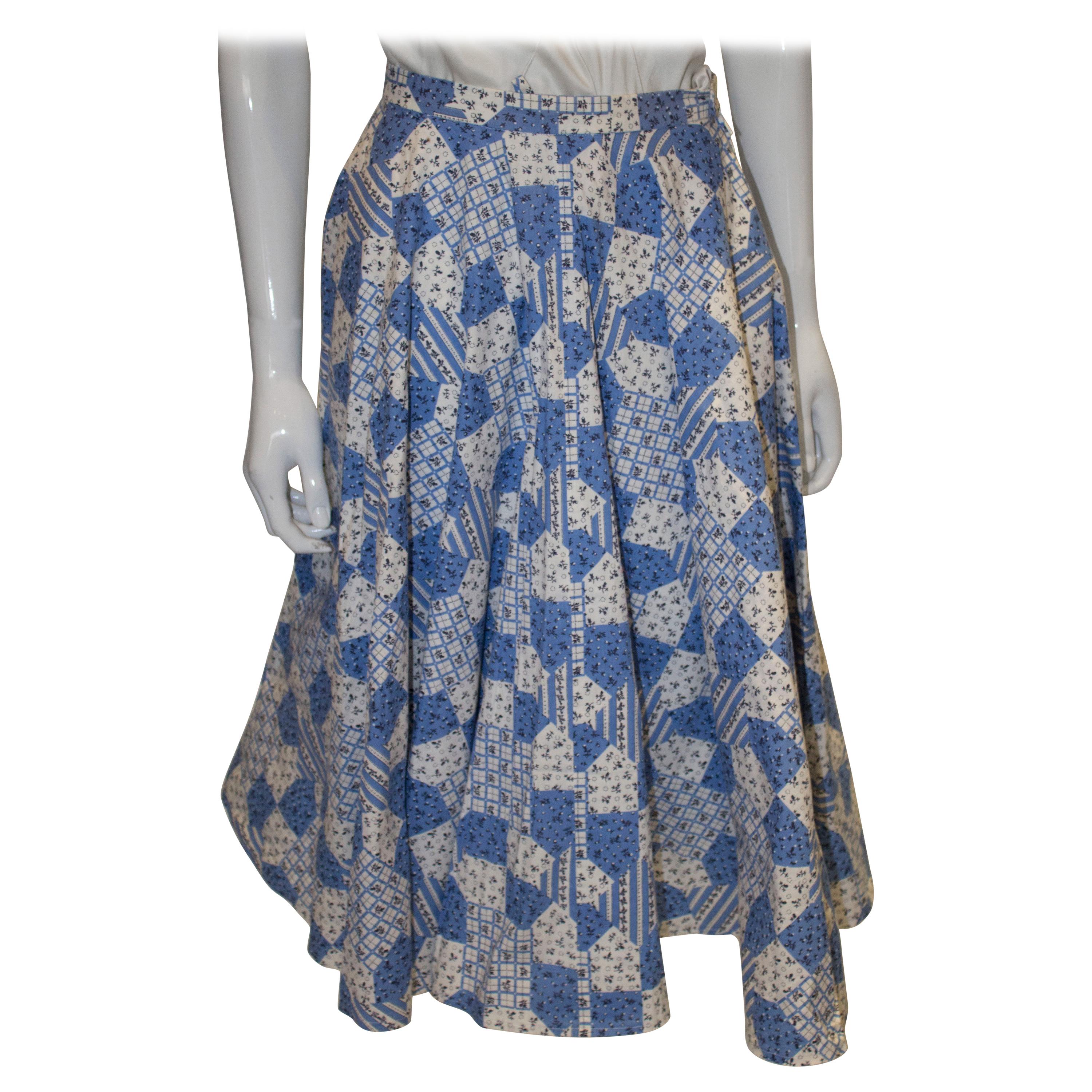 1950s Rare Quilted Fish Print Circle Skirt