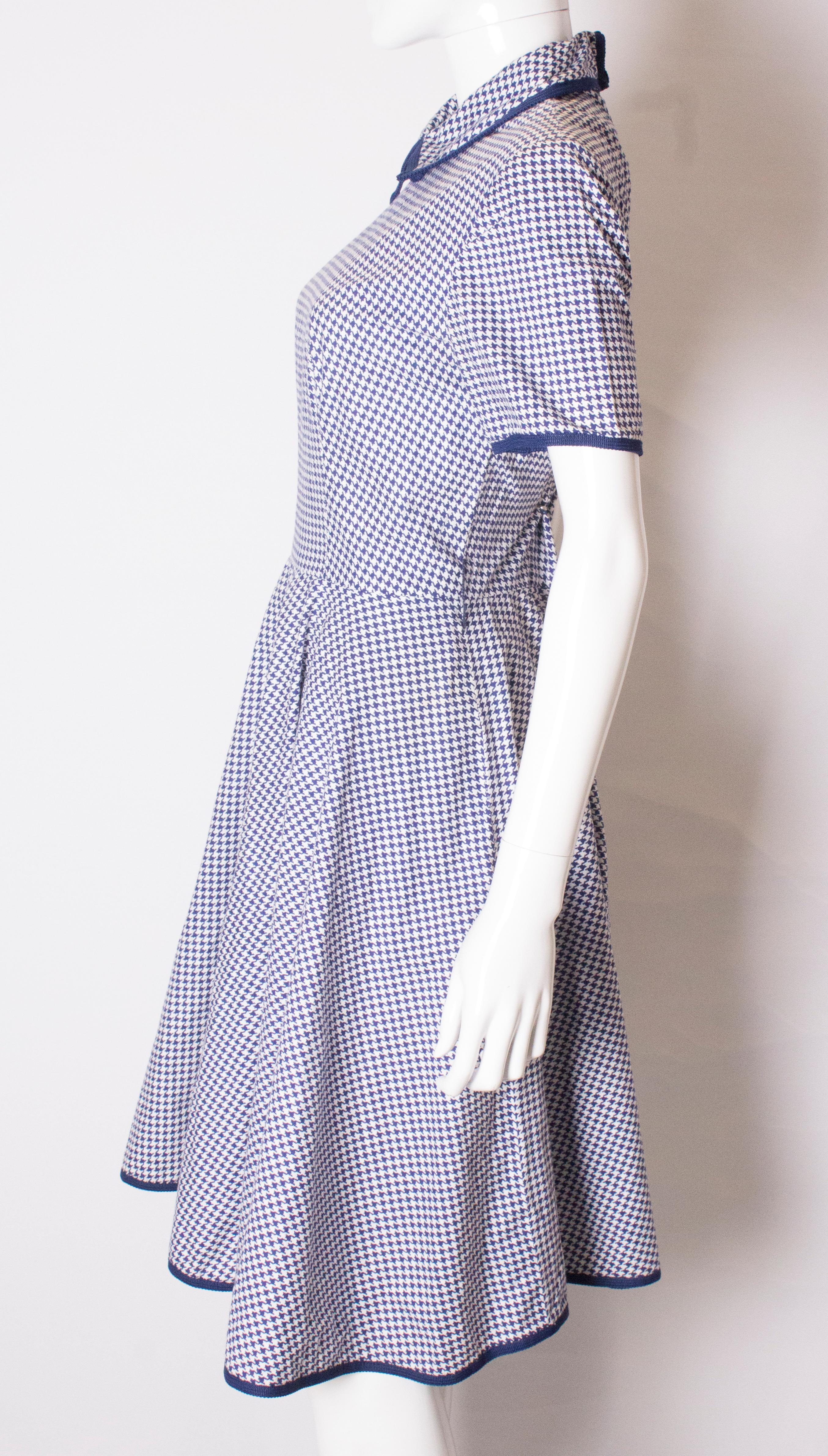 Gray Vintage Blue and White dress For Sale