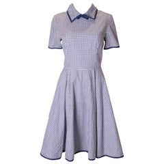Robe vintage bleue et blanche