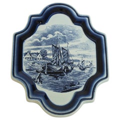 Vintage Blue and White Dutch Delft Pottery Wall Plaque