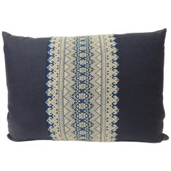 Vintage Blue and White Embroidered Asian Decorative Lumbar Pillow Vintage Blue and White Embroidered Asian Decorative Lumbar Pillow