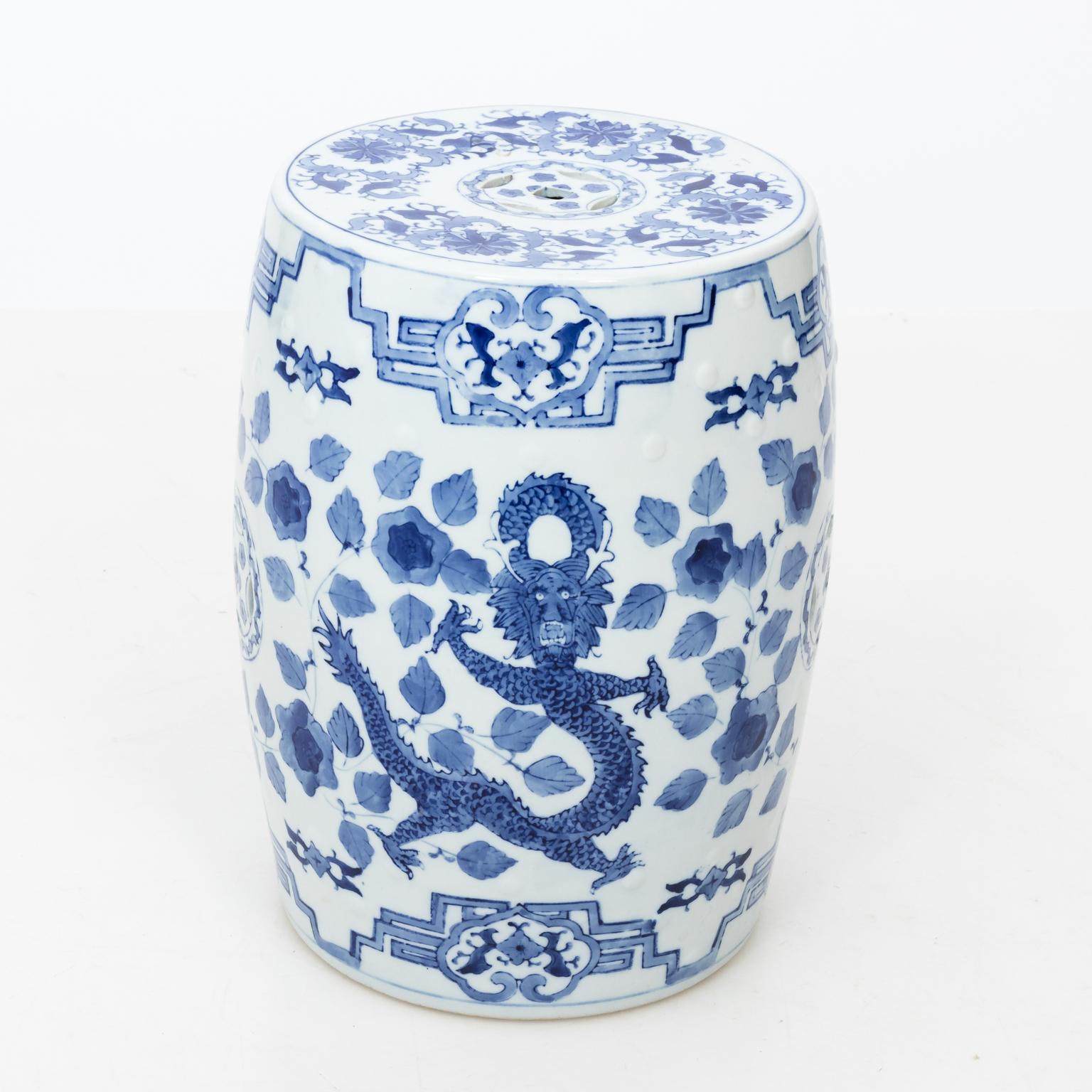 Chinoiserie Vintage Blue and White Garden Seat