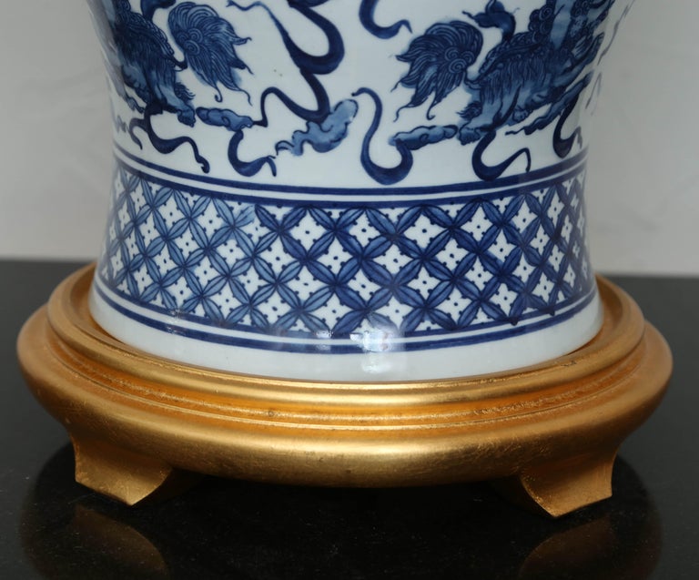 Vintage Blue and White Ginger Jar Lamp by Ralph Lauren at 1stDibs