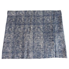 Vintage Blue and White Hand-Blocked Batik Textile Fragment